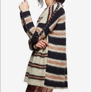 Free People Striped Embellished Tunic Sweater